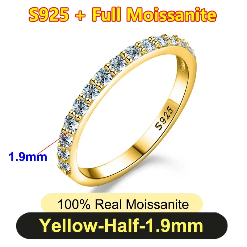 Pretty 1.5mm-5mm Full Moissanite Row Rings for Women S925 Silver Sparkling D color VVS1 Moissanite Diamond Women's Rings Gift