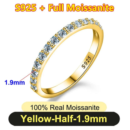 Pretty 1.5mm-5mm Full Moissanite Row Rings for Women S925 Silver Sparkling D color VVS1 Moissanite Diamond Women's Rings Gift