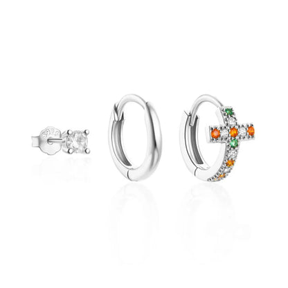 925 Sterling Silver 3pcs 4pcs Set Zircon Stud Earrings 18k Gold Star Minimalism Huggies Earring Fine Jewelly Set Party Gift