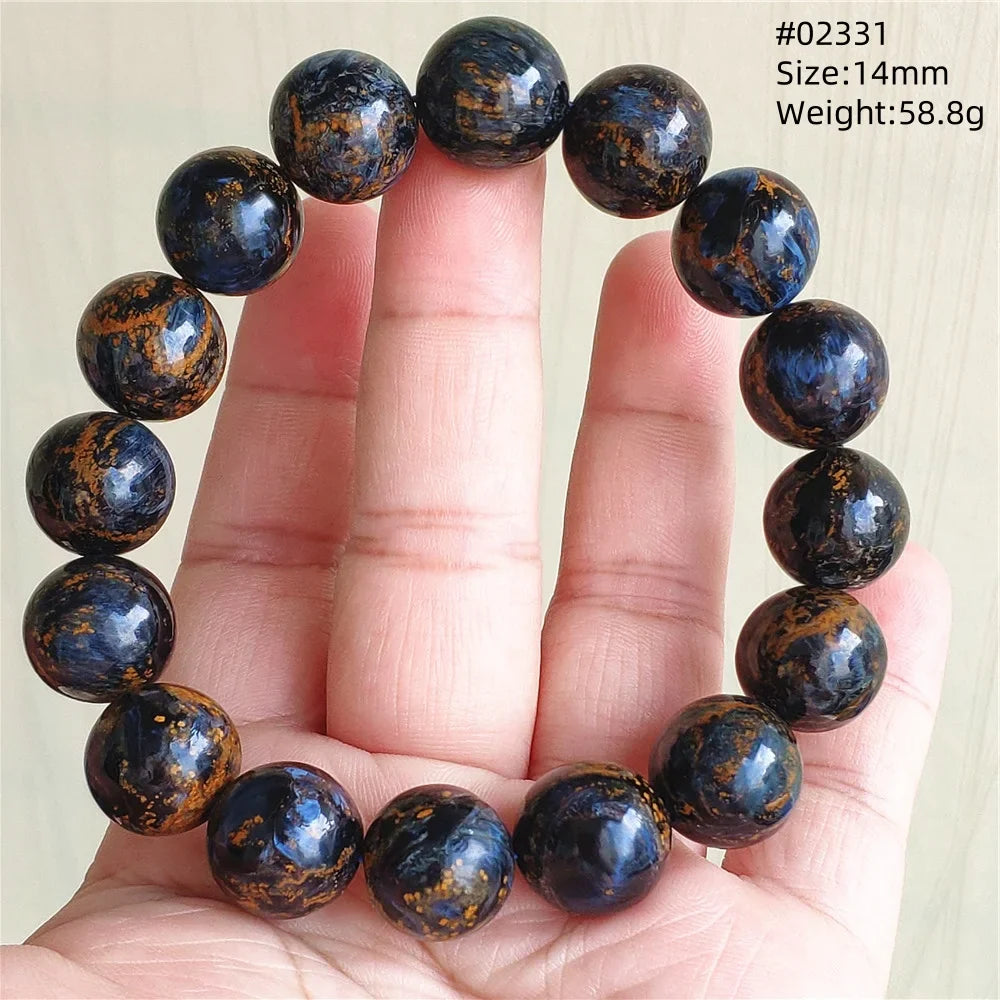 Natural Blue Pietersite Bracelet Women Men Beads Round Beads Chatoyant Cat Eye Fire Pietersite Namibia AAAAAA
