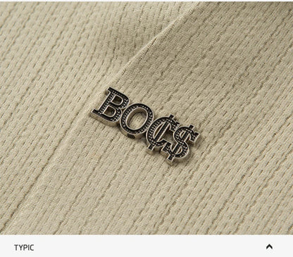 Men's Business Casual Solid Color Stretch V-neck POLO Shirt Daily Commute Striped Sweater for Fall 2024.
