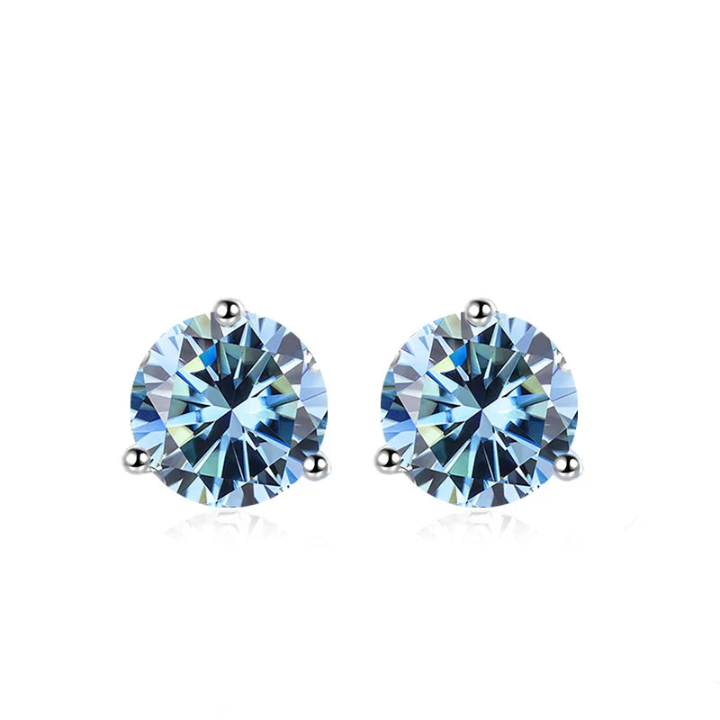 0.5ct 1ct 2ct Champange Blue Rainbow Moissanite Earrings for Women 925 Sterling Silver Lab Diamond  Women's Earring Studs