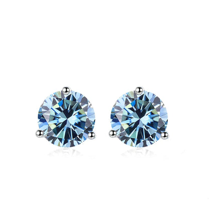 0.5ct 1ct 2ct Champange Blue Rainbow Moissanite Earrings for Women 925 Sterling Silver Lab Diamond  Women's Earring Studs