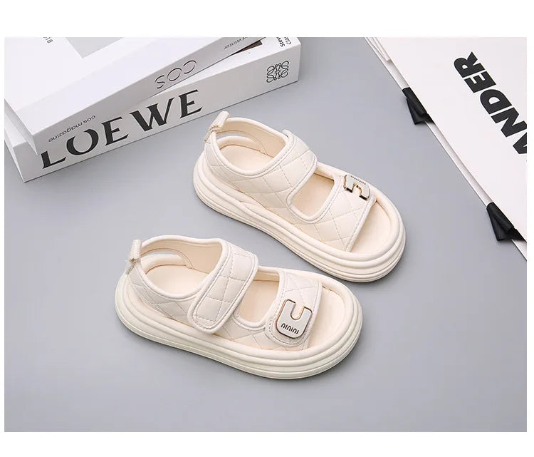 Children Summer Sandals Baby Anti-slip Wearable Summer Shoes Girls Solid Color Hook Sandals Boys Breathable Beach Sandals