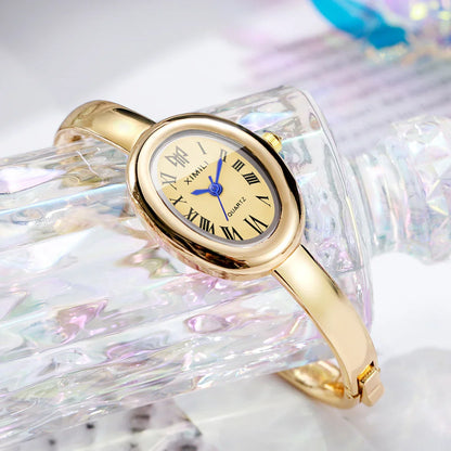 Elegant Oval Roma Dial Women Quartz Watch Fashion Bracelet Strap Ladies Wristwatch Reloj Mujer Girls Clock Gift