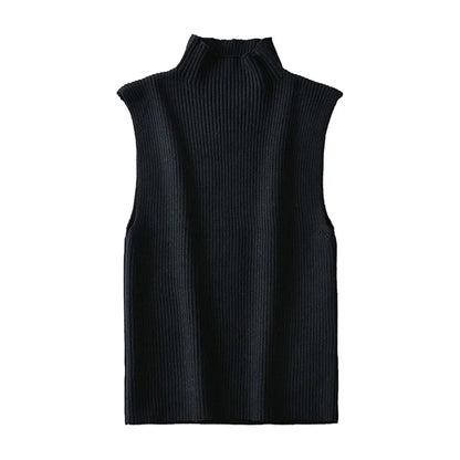 Women Fashion Fitted Basic Ribbed Knit Tank Tops Vintage High Neck Sleeveless Female Camis Chic Vest Top Mujer