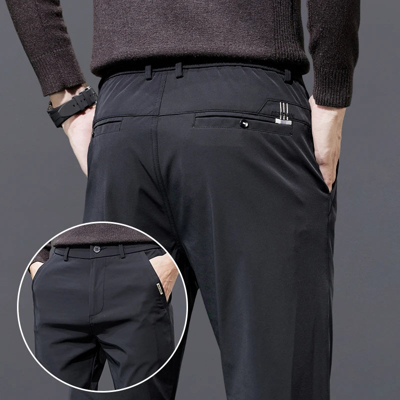 Spring Autumn Men's Golf Casual Pants Solid Color Elastic Waist Design Business Trousers Straight Stretch Korean New Male Pants