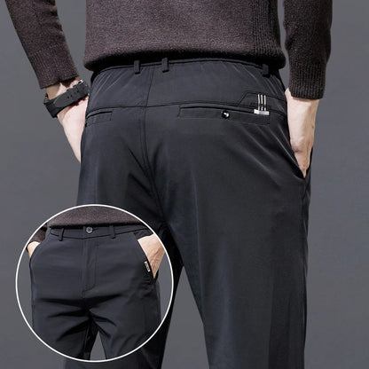 Spring Autumn Men's Golf Casual Pants Solid Color Elastic Waist Design Business Trousers Straight Stretch Korean New Male Pants