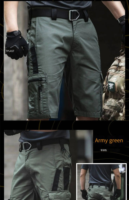 Mens Cargo Shorts Summer Tactical Cropped Trousers Outdoor Waterproof Multi-pocket