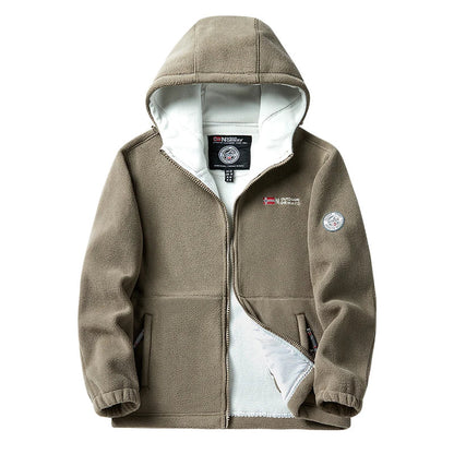 2024 Brand Winter Fleece Jacket Men's Casual Thickened Wool Jacket high quality Design Warm Fashion Hooded Coat Outdoor Ski Suit