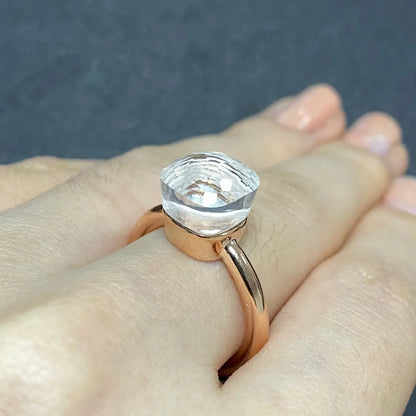 Stylish Purple Crystal Rose Gold Plated Candy Ring 30 Colors Simple Candy Color Jewelry Gift for Women Valentine's Day