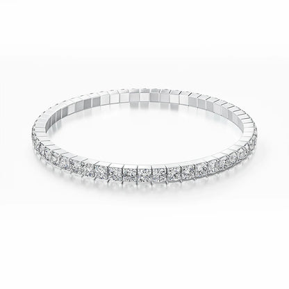 Stretch Rope Moissanite Tennis Bracelet for Women Man 2.5/3.mm Brilliant Cut 925 Sterling Silver Hand Chain Party Jewelry Gifts