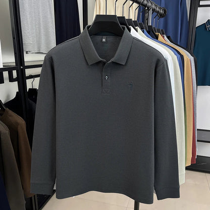 2025 New Cotton Long Sleeved T-shirt for Men, High End Embroidered Little Horse Logo Fashion Autumn/Winter Polo Top
