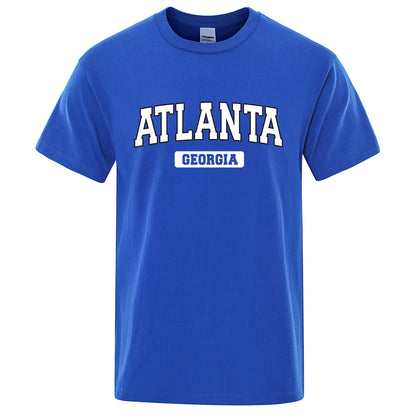 Atlanta Georgia Usa City Letter Tops Men Summer Oversize T-Shirts Cotton Loose T Shirts Fashion Breathable Male Short Sleeves