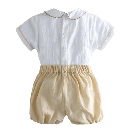 6 Months-4 Years Toddler Boy Summer Outfit Top with Shorts 2PCS Spanish Clothes Baby Infant Cotton Daily Gentleman Boutique Set