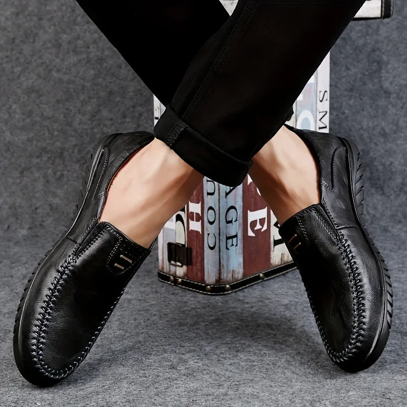 Men's Loafers Genuine Leather Flat Breathable Casual Shoes Handmade Slip on Driving Shoes Fashion Business Shoes