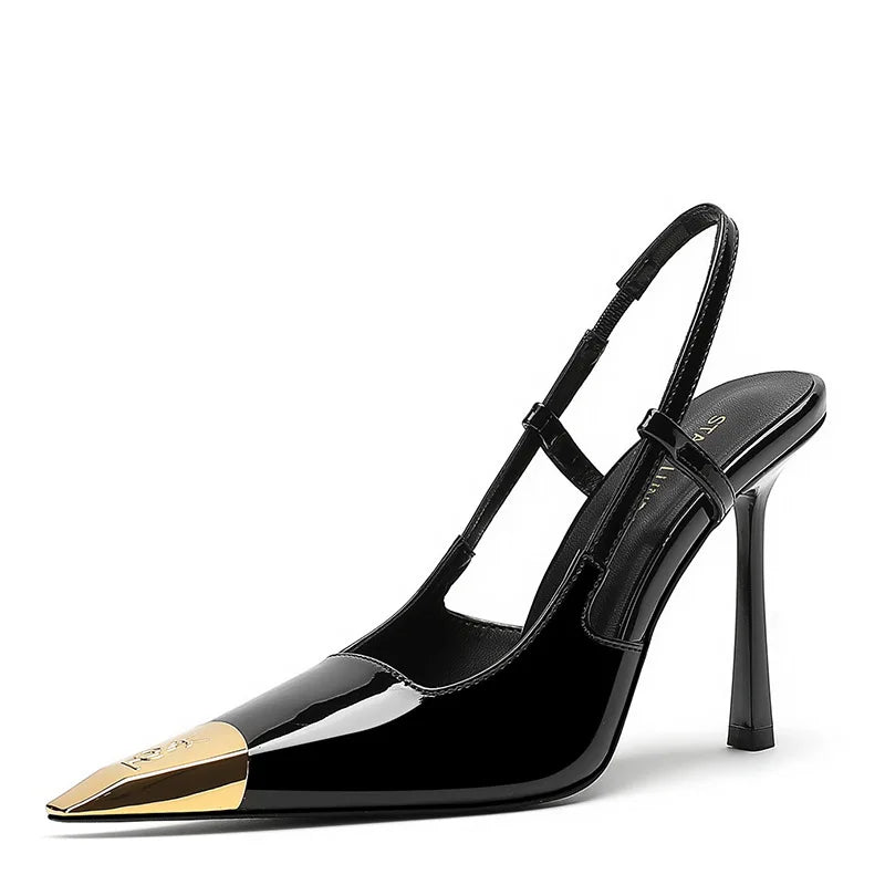 2026 New Summer Style Pointed Toe Stiletto Sandals with Single Strap, Microfiber Lining, Rubber Sole, Sexy High Heels