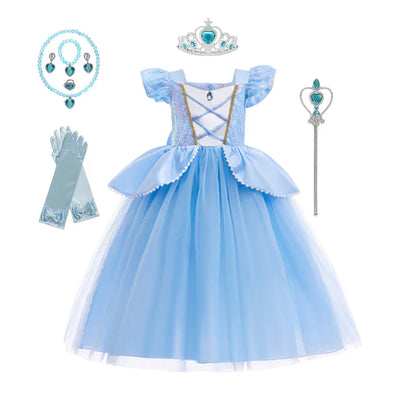 Vestido de Luxo Princesa Branca de Neve com Capa para Meninas Fantasia Infantil Cosplay de Fada Roupa de Carnaval para Crianças Vestido de Halloween