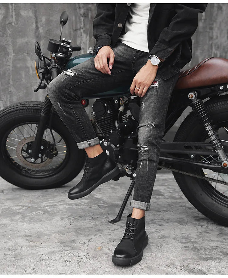 Men's Chelsea Cotton Boots Winter Men's Genuine Leather Shoes High Top Men Plush Sapato Social Masculino Zapatos Para Hombres