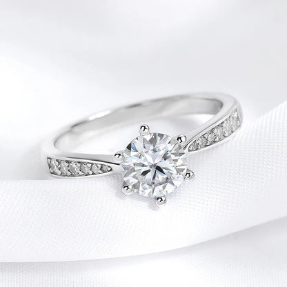 Real 0.3-3CT Moissanite Wedding Ring for Women Sterling Silver Round Brilliant Diamond Solitaire Engagement Rings Gift
