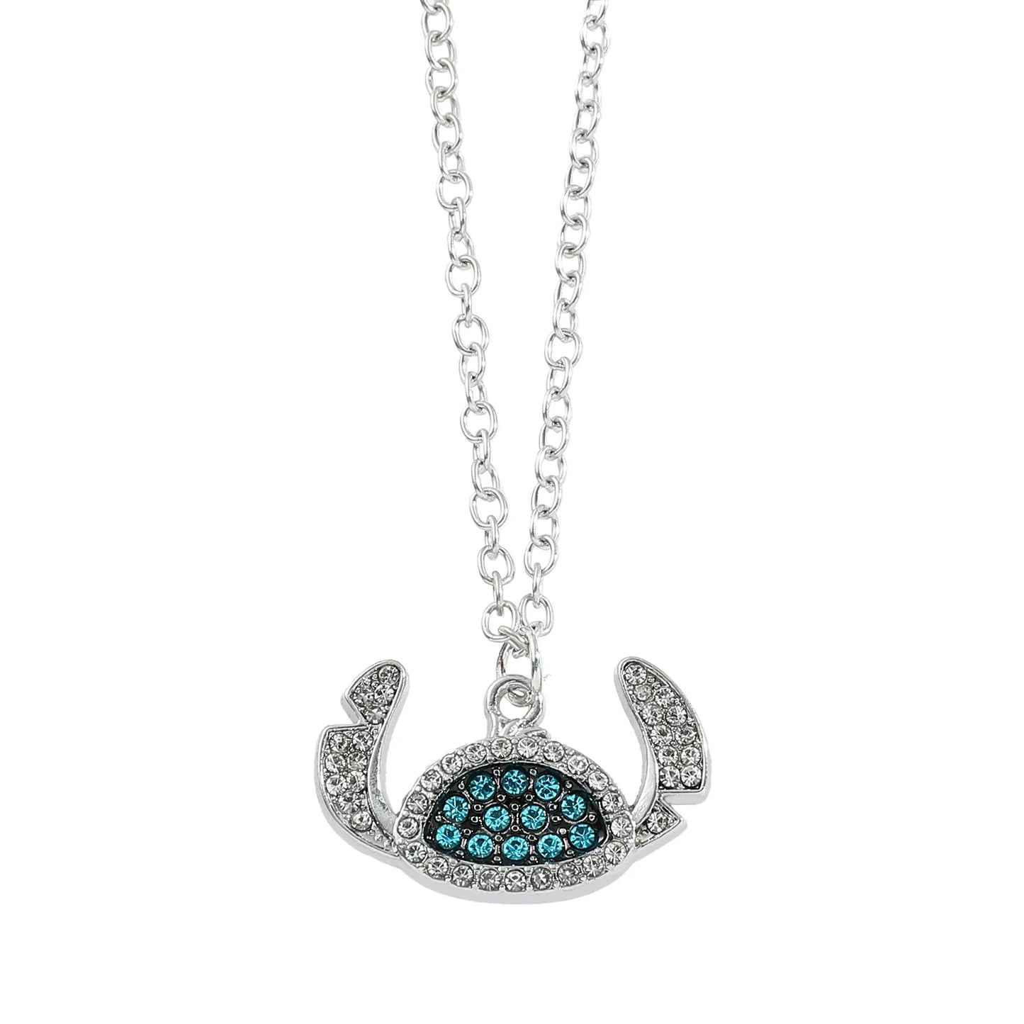 Stitch Cartoon Pendant Necklace Cute Filled Rhinestones Jewelry Personality Sweater Chain Gift for Fashion Lovers