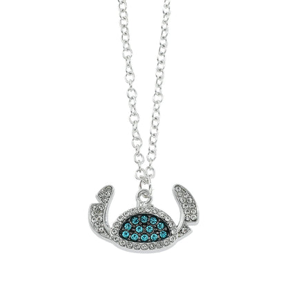 Stitch Cartoon Pendant Necklace Cute Filled Rhinestones Jewelry Personality Sweater Chain Gift for Fashion Lovers