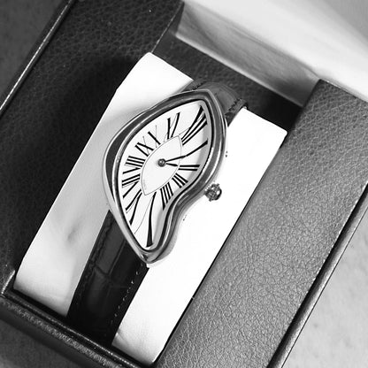 watches melt and twist y2k alien ladies and men Leather strap fashion advanced ins niche design quartz watch