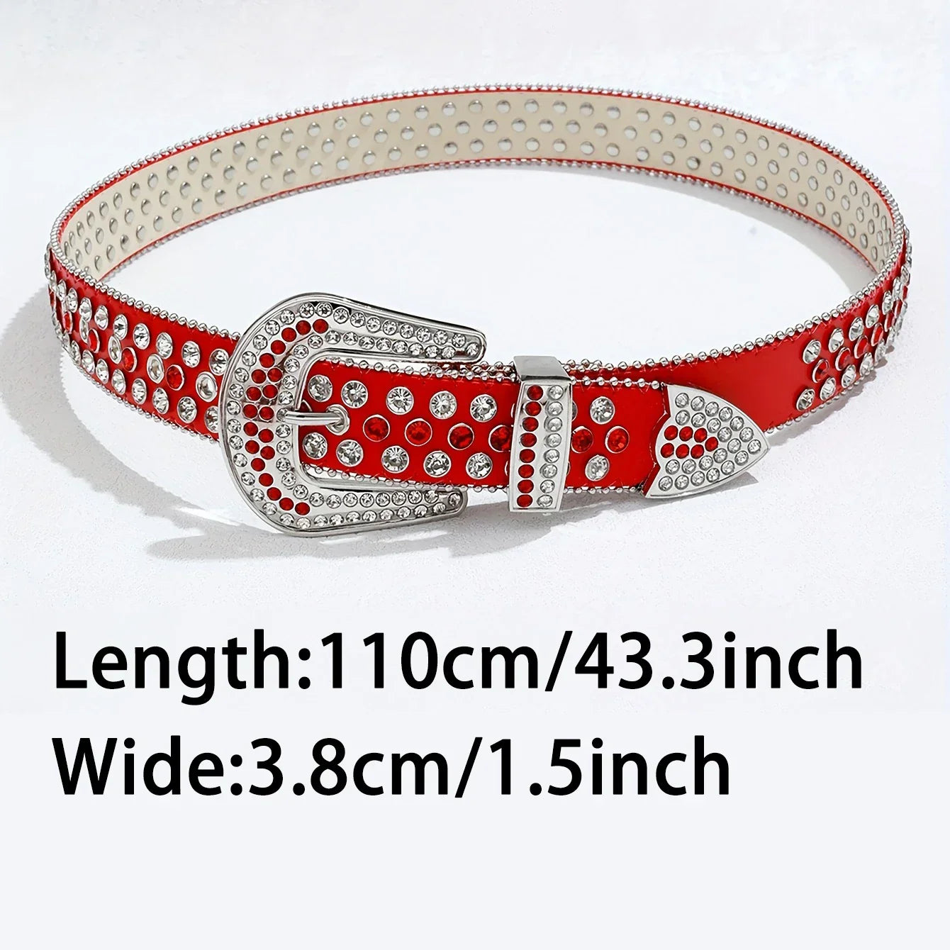 Women's Jeans Rhinestone Large Size Belt Men's Belt Western Denim Shiny Rivet Design Leather HipHop Punk Rock Y2K Style Belt