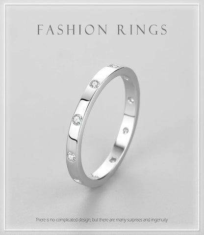 Ailmay Real 925 Sterling Silver Simple Zirconia Geometric Design Stackable Finger Ring For Women Anniversary Fine Jewelry Gift