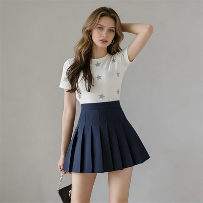 White Women Pleated Skirts Summer High Waist Zipper Girls Dancing JK Mini Skirts Black Fashion Student A Line Faldas 2024
