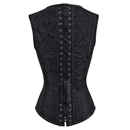 Women Corset with Shoulder Straps Overbust Bustier Plus Size Floral Jacquard Gothic Corset Top Steampunk Corset Vest