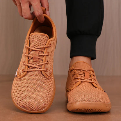 Tênis Esportivo de Malha Exclusivo Flexível de Bico Largo Respirável Minimalista para Caminhada Atividades ao Ar Livre Tênis Masculino Dobrável