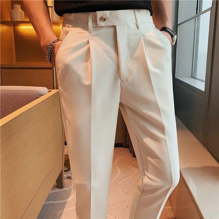 Men Slim British Style Suits Pants Business Casual Trousers Male Solid Fit Trousers High Quality Man Formal Wear Suit Pants 36