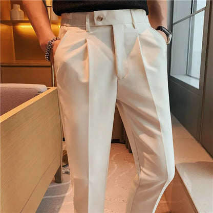 Men Slim British Style Suits Pants Business Casual Trousers Male Solid Fit Trousers High Quality Man Formal Wear Suit Pants 36