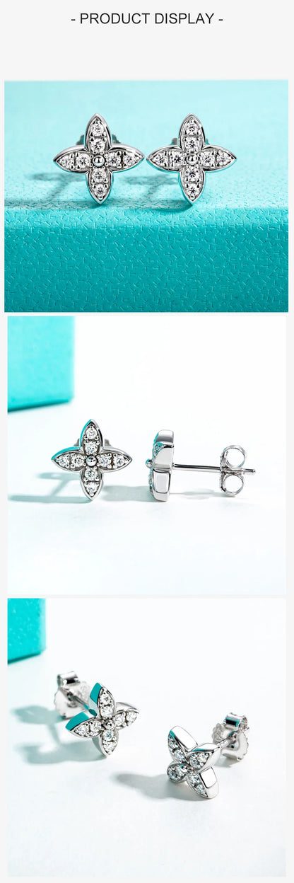 1.5mm D Color Moissanite Diamond 925 Sterling Silver With Cer Classic Cross Stud Earrings For Woman Jewelry Wholesale