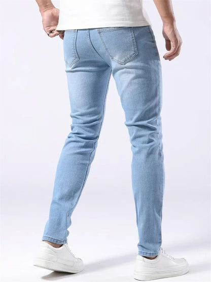 Classic Design 2026 Men's Jeans Light Blue Stretch Skinny Casual Denim Trousers Brand Clothing Streetwear  Fashion Male Pants
