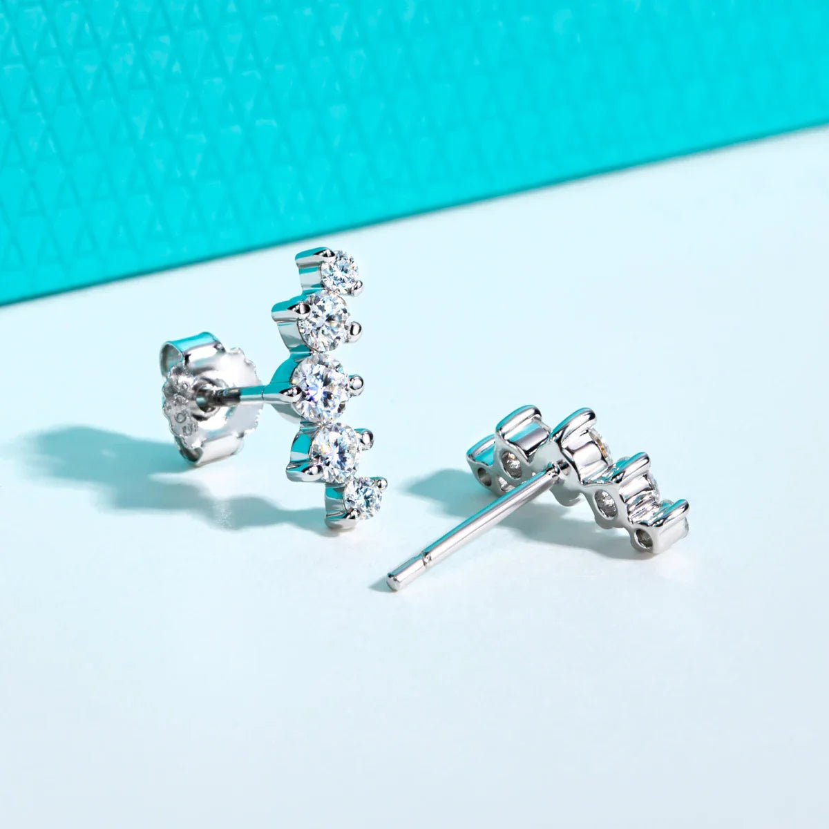 1.04cttw Moissanite Stud Earrings 925 Sterling Silver Gold Plated Lab Created Diamond Smile Earrings For Women Jewelry