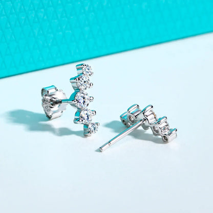 1.04cttw Moissanite Stud Earrings 925 Sterling Silver Gold Plated Lab Created Diamond Smile Earrings For Women Jewelry