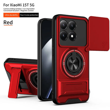 15T/15T Pro Armor Case For Xiaomi 15T Pro Case Shockproof Slide Lens Protector Phone Cover For Xiaomi 15T Case Fundas With Ring