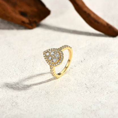 Round D VVS1 Moissanite Diamond Pear-Shaped Rings for Women S925 Sterling Silver Engagement Bride Vintage Jewelry Gifts