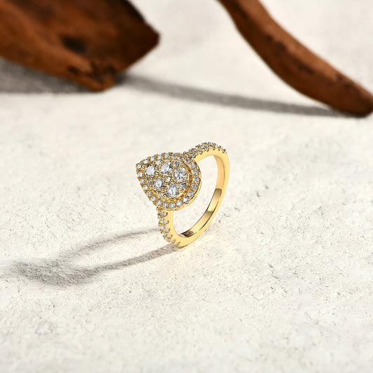 Round D VVS1 Moissanite Diamond Pear-Shaped Rings for Women S925 Sterling Silver Engagement Bride Vintage Jewelry Gifts