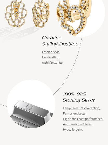 Women's Earrings For Party S925 Silver Moissanite Earrings D VVS1 Yellow Gold Plated Gifts Sparkling Jewelry