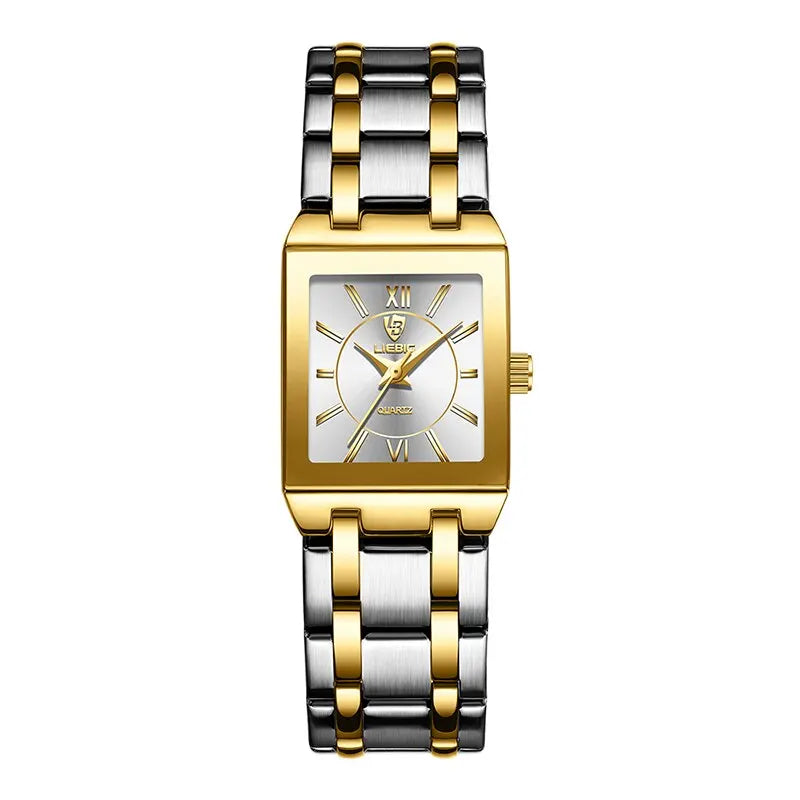 Luxury Quartz Wristwatches For Women Men Business Watch Simple Design Black Gold Stainless Steel Waterproof Quartz Clock