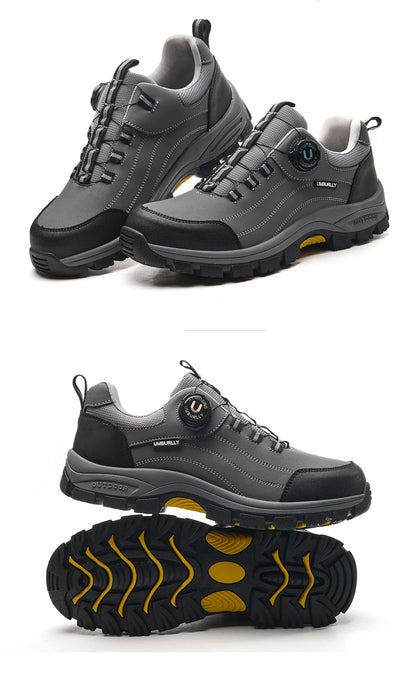 Men's Steel-Toed Safety Shoes With Anti-Crush, Anti-Puncture And Anti-Slip Soles, Fashionable Button Industrial Work Shoes