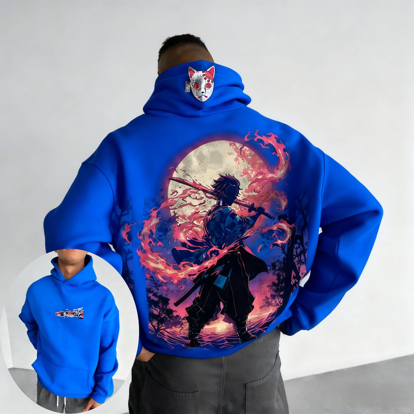 Demon Slayer Men's Hoodie Sweatshirt Kamado Tanjirou Anime Spring Autumn and Winter Boy Warm Long-sleeved Parent-child Outfit