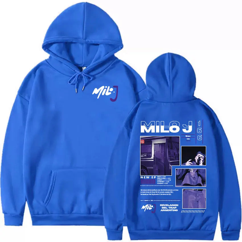 Rapper Milo J 166 Tour 2025 Album Graphic Hoodie Men Hip Hop Gothic Long Sleeve Sweatshirts Vintage Oversized Hoodies Streetwear