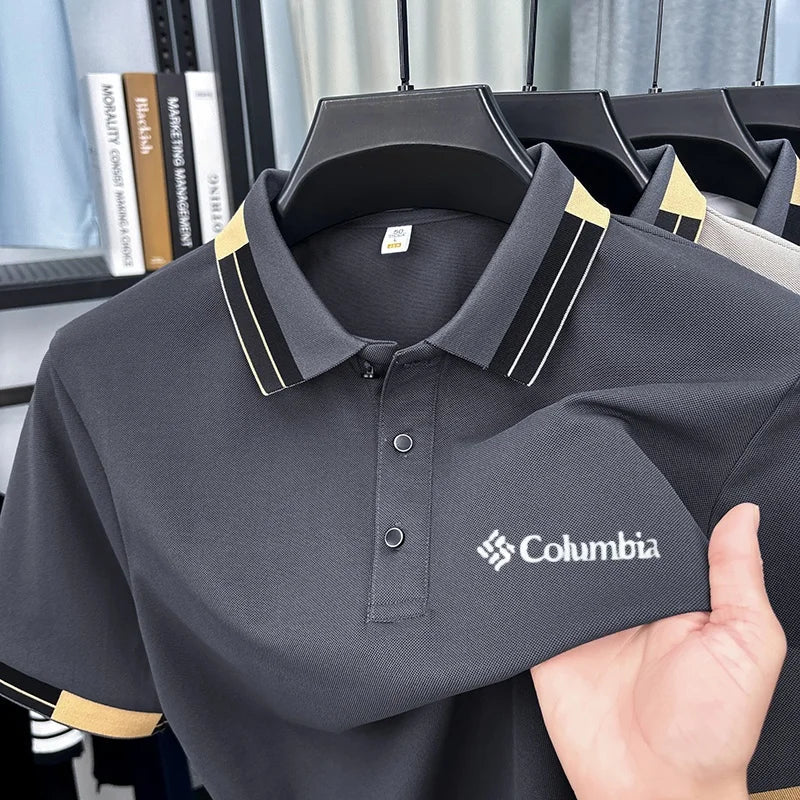 Original Design Men's Lapel Short Sleeve Polo Shirt Summer New Letter Print T-Shirt Casual Fashion Business Trend Men's Clothing