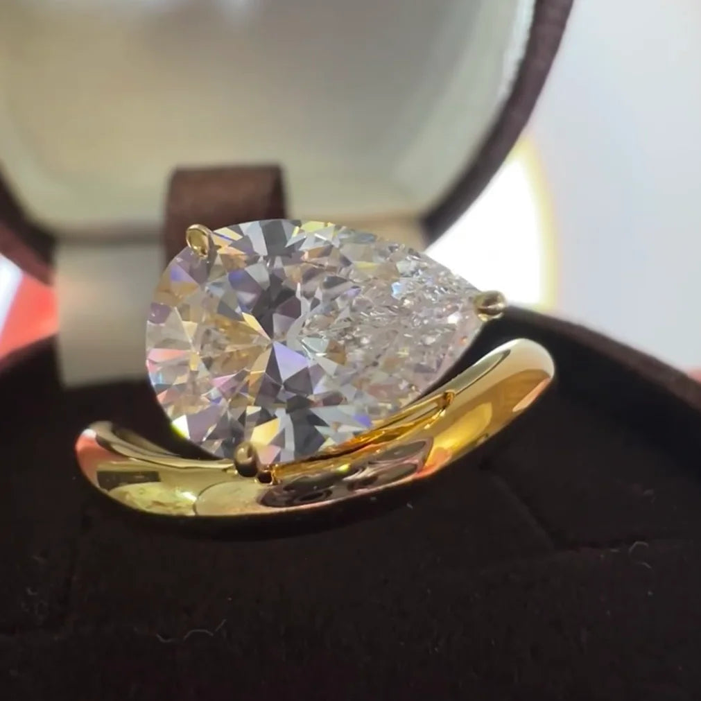 7*11MM 3Carat D Color Water Drop Moissanite Rings 18K Gold 100% 925 Sterling Silver Top Quality For Women Wedding Gifts