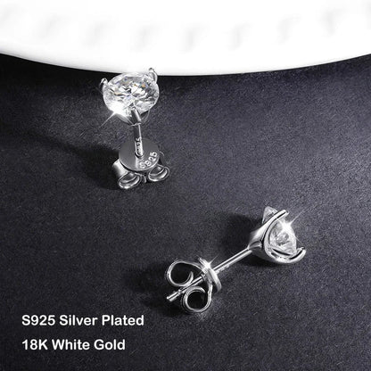 2 in 1 Full 5mm D Color Moissanite Stud Earrings for Women S925 Silver 2cttw All Diamond Earring Pierced Ear Fine Jewelry