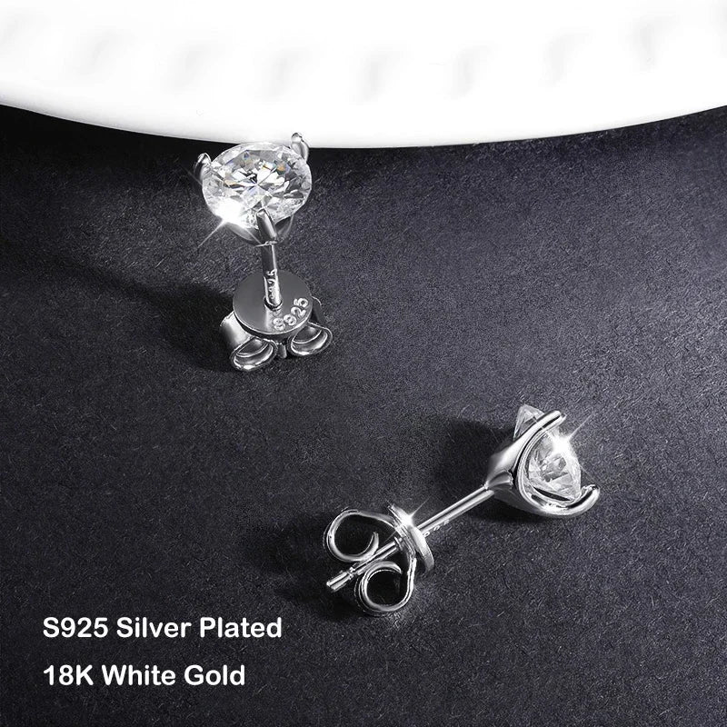 2 in 1 Full D Color Moissanite Stud Earrings for Women S925 Silver 4.6cttw All Diamond Earring Pierced Ear Fine Jewelry
